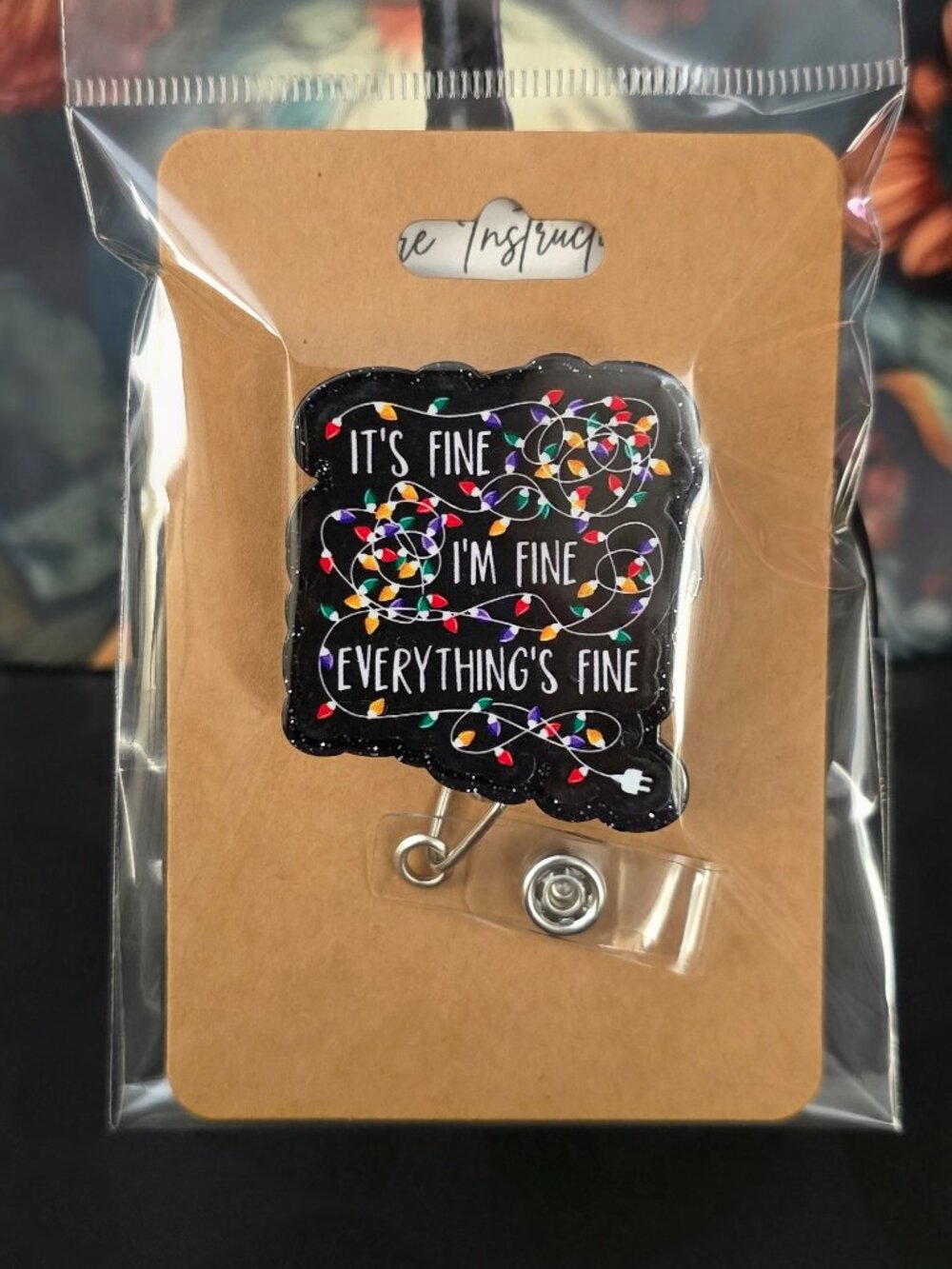 It's Fine Novelty Acrylic Badge Reel ID Holder